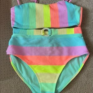 NOBO high waisted two piece bathing suit ribbed
